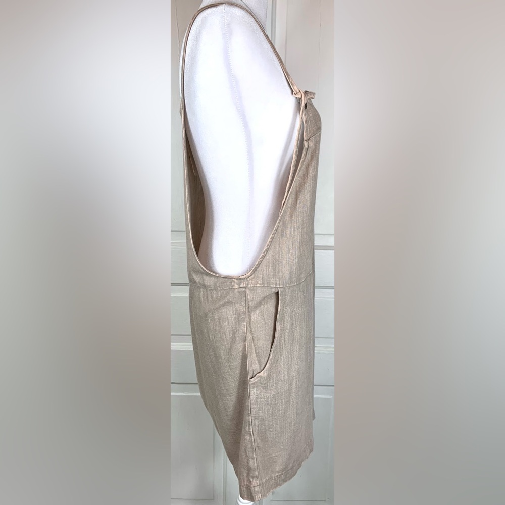 Zenana Ash Mocha Washed Linen Knot Strap Rompers - NWT - Pockets - Picture 8 of 11